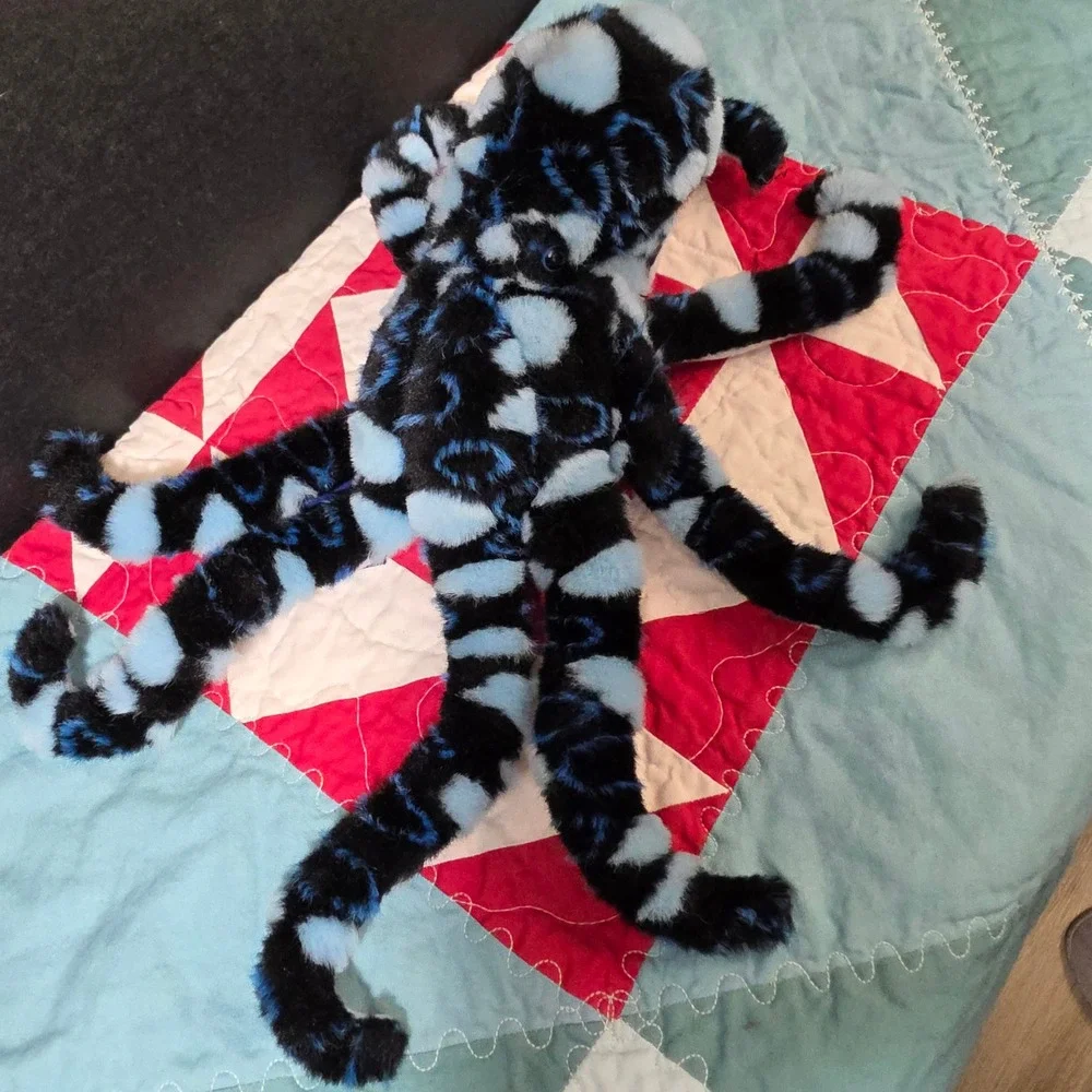 Vintage The Petting Zoo Octopus Plush Kids Small Black Blue Spotted Sea Toy 1994